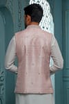 Shop_Vanshik_Pink Bundi Raw , Kurta And Churidar Crepe Zardozi Work & Set _at_Aza_Fashions