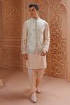 Buy_Vanshik_Blue Bundi Raw , Kurta And Churidar Crepe Zardozi Work & Set _at_Aza_Fashions