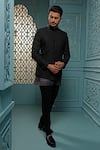 Buy_Vanshik_Black Jodhpuri Silk Embroidered Geometric And Kurta Set _at_Aza_Fashions