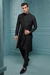 Buy_Vanshik_Black Bundi Silk Embroidered Floral And Kurta Set _at_Aza_Fashions