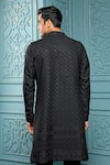 Shop_Vanshik_Black Bundi Silk Embroidered Floral And Kurta Set _at_Aza_Fashions