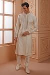 Buy_Vanshik_White Kurta Silk Embroidered Floral Set _at_Aza_Fashions