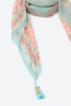 Ritu Kumar_Blue Print Waterfall Scarf_Online_at_Aza_Fashions
