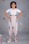 Buy_Pasha India_Grey Dungaree Dhoti Jumpsuit With Top For Girls_at_Aza_Fashions