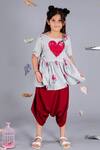 Shop_Pasha India_Grey Polycrepe Printed Floral Kurta And Dhoti Pant Set _at_Aza_Fashions