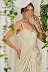 Buy_Nidhika Shekhar_Ivory Silk Embroidery Pearl Sweetheart Neck Goddess Corset Embellished Gown  _Online_at_Aza_Fashions