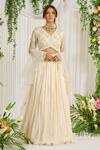 Buy_Nidhika Shekhar_Ivory Blouse Georgette Lehengacrinkle Silk Basant Lehenga Set _at_Aza_Fashions