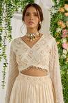 Buy_Nidhika Shekhar_Ivory Blouse Georgette Lehengacrinkle Silk Basant Lehenga Set _Online_at_Aza_Fashions