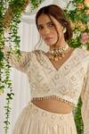 Shop_Nidhika Shekhar_Ivory Blouse Georgette Lehengacrinkle Silk Basant Lehenga Set _Online_at_Aza_Fashions