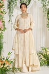 Buy_Nidhika Shekhar_Ivory Kurtaand Lehenga Crepe Dupatta Crinkle Silk Lining Sharde Set _at_Aza_Fashions