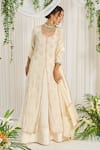 Nidhika Shekhar_Ivory Kurtaand Lehenga Crepe Dupatta Crinkle Silk Lining Sharde Set _Online_at_Aza_Fashions