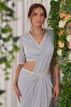 Shop_NIDHIKA SHEKHAR_Lycra Lining Shantoon Pearl, Har Tyohaar Shimmer Skirt Saree Set _Online_at_Aza_Fashions