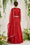 Shop_Nidhika Shekhar_Red Crinkle Silk Crepe Organza Lining Laal Karwa Anarkali With Dupatta _at_Aza_Fashions