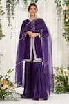 Nidhika Shekhar_Purple Kurta Velvet Sharara Crinkle Silk Dupatta Organza Makhmali Set _Online_at_Aza_Fashions