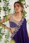 Shop_Nidhika Shekhar_Purple Georgette; Lining: Shantoon Embroidery Utsav Narangi Saree For Women_at_Aza_Fashions