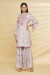 Buy Aangan By Parul Grey Chanderi Viscose Floral Print, Sequin And Thread Round Kurta & Sharara Set at Aza Fashions Buy_Aangan By Parul_Grey Chanderi Viscose Floral Print, Sequin And Thread Round Kurta & Sharara Set _at_Aza_Fashions