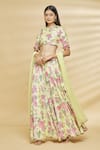 Buy Aangan By Parul Yellow Modal Viscose Floral Print, Sequin And Thread High Lehenga Set at Aza Fashions Buy_Aangan By Parul_Yellow Modal Viscose Floral Print, Sequin And Thread High Lehenga Set _at_Aza_Fashions