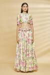 Buy Aangan By Parul Yellow Modal Viscose Floral Print, Sequin And Thread High Lehenga Set Online at Aza Fashions Buy_Aangan By Parul_Yellow Modal Viscose Floral Print, Sequin And Thread High Lehenga Set _Online_at_Aza_Fashions