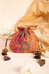 Shop_Amyra_Red Embroidery Amna Potli Bag _at_Aza_Fashions
