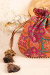Buy_Amyra_Red Embroidery Amna Potli Bag _Online_at_Aza_Fashions