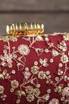 AMYRA_Maroon Embroidery Elan Capsule Clutch With Sling _Online_at_Aza_Fashions