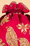 Aamli_Pink Embroidery Perch Bird Potli _at_Aza_Fashions