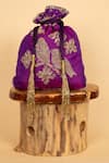 Buy_Aamli_Purple Embroidery Perch Bird Potli _at_Aza_Fashions