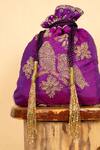 Shop_Aamli_Purple Embroidery Perch Bird Potli _at_Aza_Fashions