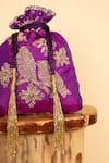 Aamli_Purple Embroidery Perch Bird Potli _Online_at_Aza_Fashions