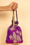 Buy_Aamli_Purple Embroidery Perch Bird Potli _Online_at_Aza_Fashions