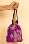 Shop_Aamli_Purple Embroidery Perch Bird Potli _Online_at_Aza_Fashions