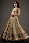 Rohit Bal_Ivory Chanderi Silk Lining Cotton Embroidered Bridal Lehenga Set  _Online_at_Aza_Fashions