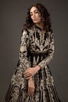 Rohit Bal_Black Net, Chanderi Silk,  Lining Zari Embroidered Anarkali Set _Online_at_Aza_Fashions
