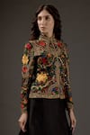 Buy_Rohit Bal_Black Velvet Lining Embroidered Resham Floral Jacket  _at_Aza_Fashions