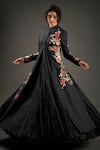 Rohit Bal_Black Matka  Lining Embroidered Resham Floral Jacket  _Online_at_Aza_Fashions