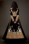 Shop_Rohit Bal_Black Matka Silk Embroidered Resham Work High Mandarin Long Jacket  _at_Aza_Fashions