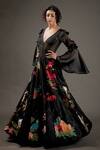 Rohit Bal_Black Net, Chanderi Silk,  Lining Resham Embroidered Anarkali Set _Online_at_Aza_Fashions