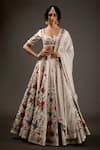 Buy_Rohit Bal_Ivory Chanderi Silk Embroidered Resham Thread Work Bridal Lehenga Set  _at_Aza_Fashions