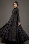 Buy_Rohit Bal_Black Chanderi Silk Lining Cotton Embroidered Resham Floral Jacket  _Online_at_Aza_Fashions