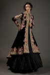 Buy_Rohit Bal_Black Velvet Lining Embroidered Resham Thread Long Jacket  _at_Aza_Fashions