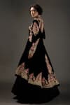 Rohit Bal_Black Velvet Lining Embroidered Resham Thread Long Jacket  _Online_at_Aza_Fashions