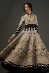 Buy_Rohit Bal_Black Net, Chanderi Silk,  Lining Zari Embroidered Anarkali Set _at_Aza_Fashions