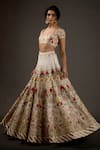 Buy_Rohit Bal_Ivory Chanderi Silk Lining Cotton Embroidered Bridal Lehenga Set  _at_Aza_Fashions