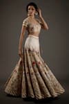 Rohit Bal_Ivory Chanderi Silk Lining Cotton Embroidered Bridal Lehenga Set  _Online_at_Aza_Fashions