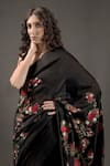 Buy_Rohit Bal_Black Chanderi Silk Embroidered Saree With Unstitched Blouse Piece  _Online_at_Aza_Fashions