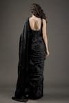 Shop_Rohit Bal_Black Organza Embroidered Floral Saree With Unstitched Blouse Piece  _at_Aza_Fashions