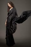 Rohit Bal_Black Organza Embroidered Floral Saree With Unstitched Blouse Piece  _Online_at_Aza_Fashions