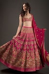 Buy_Rohit Bal_Fuchsia Chanderi Silk Lining Cotton Embroidered Bridal Lehenga Set  _at_Aza_Fashions