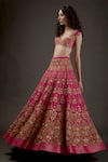 Rohit Bal_Fuchsia Chanderi Silk Lining Cotton Embroidered Bridal Lehenga Set  _Online_at_Aza_Fashions