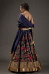 Shop_Rohit Bal_Blue Chanderi Silk Lining Cotton Floral Bridal Lehenga Set  _at_Aza_Fashions